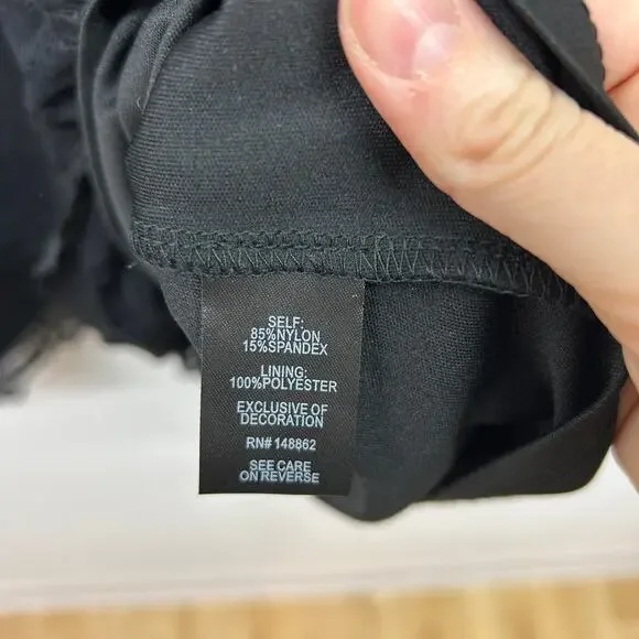 Torrid Lace Baby Doll Top Plus Size 5X Black Sweetheart Neck Sheer Bell Sleeve - Picture 8 of 8